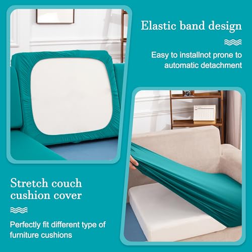 Image of 12 Pcs Stretch Patio Cushion Covers,Outdoor Couch Covers Replacement,Outdoor Couch & Sofa Slipcovers,for Patio Furniture Cushion Covers,Washable Reusable Furniture Protector (Peacock Blue,Cover Only)