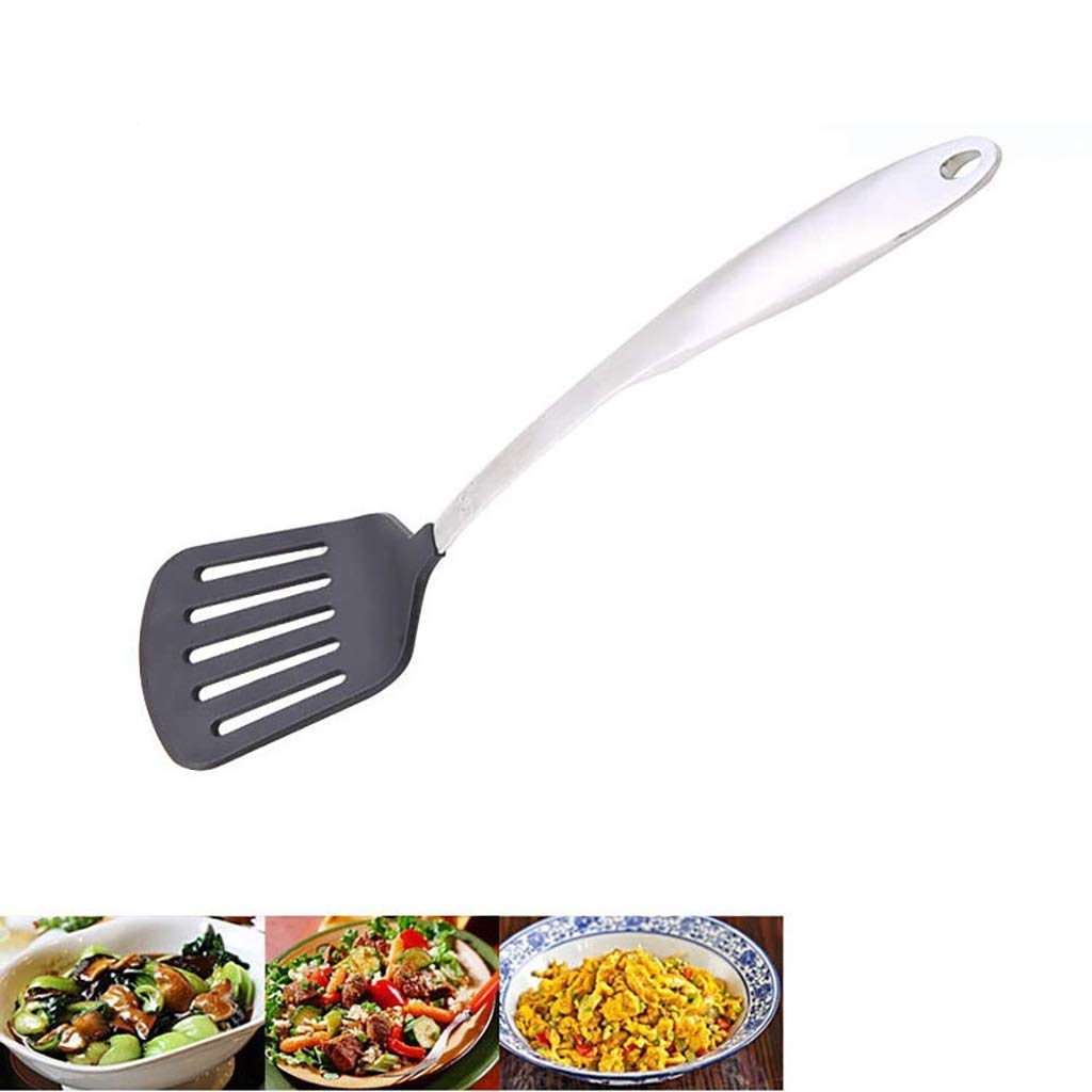 Espátula ranurada de nylon,Espátulas de acero inoxidable Agarre de goma para uso de cocina con mango resistente al calor