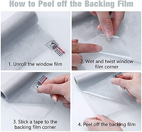 Rabbitgoo Window Privacy Film, Static Cling Rainbow Film Decorative Window Tinting Film For Home, Daytime Protection Stained Glass Films Heat Control Window Clings, Grayish Silver, 17.5X78.7 Inches #TOP7