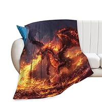 AMITAYUS Coperta ultra morbida in pile di flanella con drago, per tutte le stagioni, calda e accogliente, per letto, divano, 203 x 152 cm, per adulti