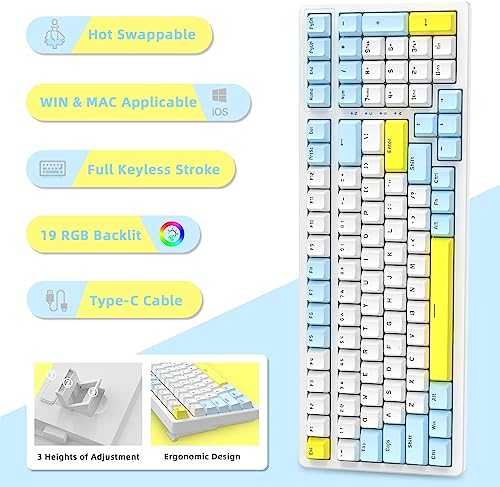 Image of Ajazz Mechanical Gaming Keyboard - Hot Swappable, Compact USB Wired with Numeric Pad, 100 Keys Double-Shot ABS Keycaps, N-Key Rollover RGB Custom Keyboard for PC Mac (MX Blue)