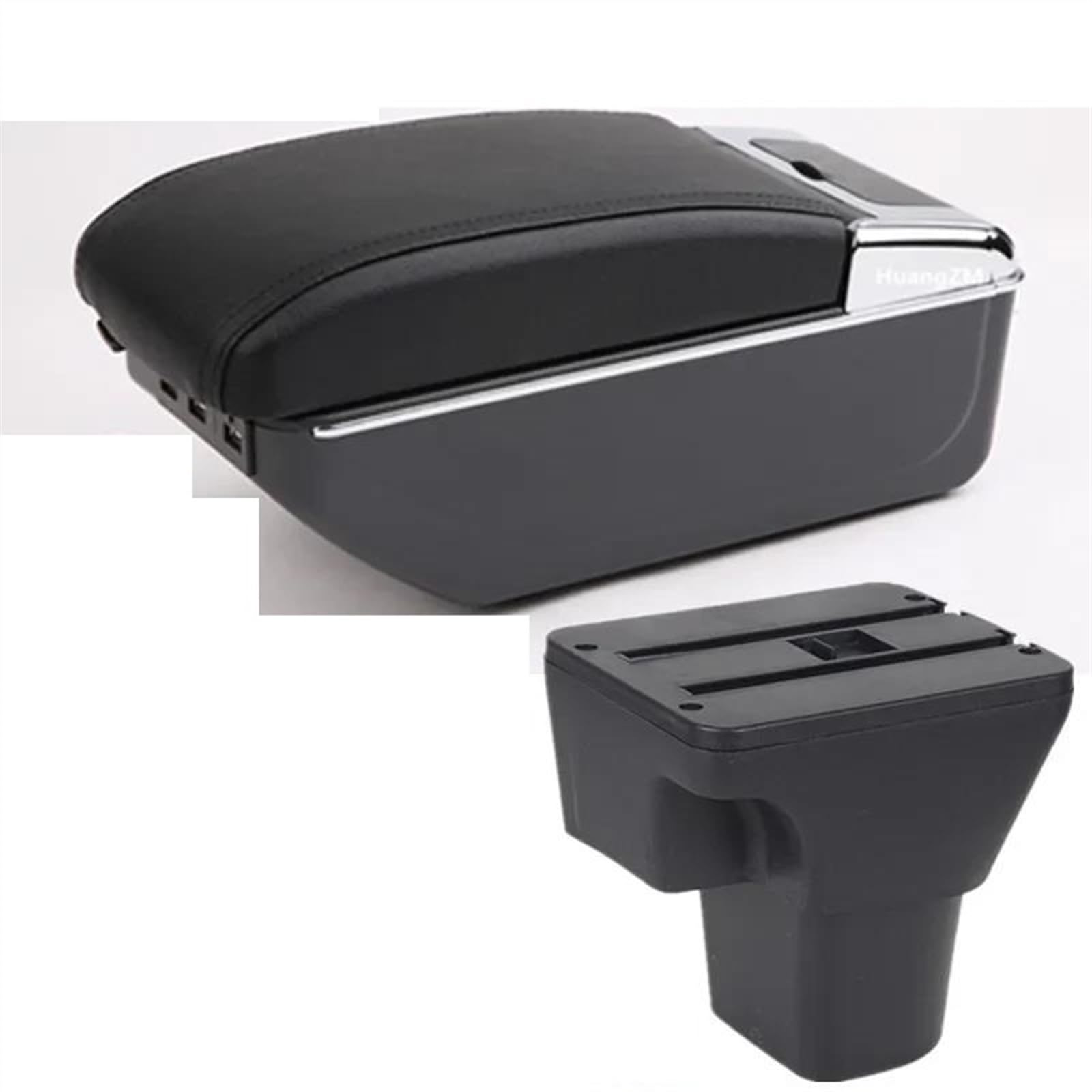 NMJLQW Storage Rack Center Console Armrest Storage Box For Accent For Verna Car Interior Parts Modification Accessories(C black line 7USB)