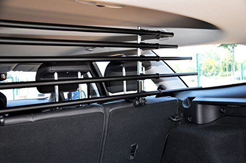 dobar® 62200 Walky Barrier Trenngitter Universal Umklappbar- Kofferraum Hundegitter - Auto Transportschutzgitter für die Kopfstütze - Gepäckgitter für Hunde Edelstahl - 28-36 x 82-141 cm - Schwarz