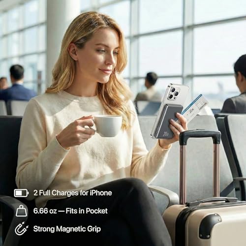 Image of for Magsafe Battery Pack, 10000mAh Slim Wireless Magnetic Power Bank with USB C Charging, Travel Essential for Magsafe Portable Charger Compatible with iPhone 17 /16 /15 /14 /13 /12 Serie