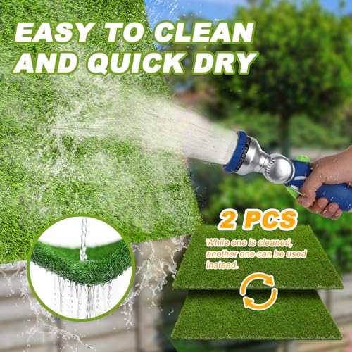 2 Pack 26"x30" Dog Grass Pee Pads, Reusable Artificial Grass Turf Rug for Puppy & Cats, Washable Fake Grass Mat Dog Pee Pad Replacement Outdoor Indoor Potty Training Pads with Drainage Holes