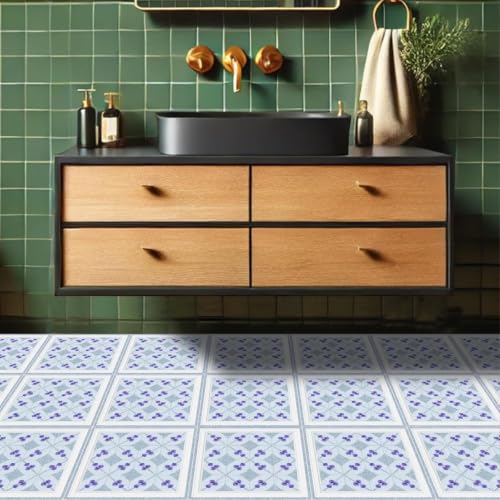 Image of Moroccan Tile Stickers | Waterproof Self Adhesive Peel & Stick Tile Decals for Kitchen Backsplash, Bathroom Wall, Floor, Furniture & Glass (8x8 Inch, Design 19, 36 Pic)