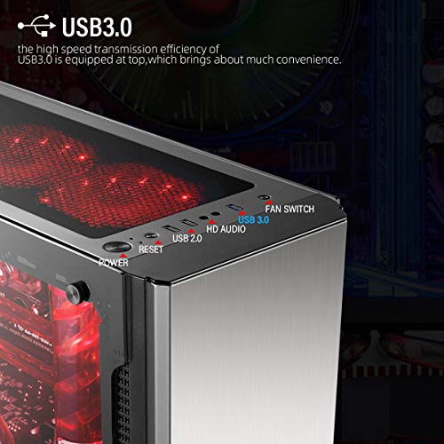 GOLDEN FIELD Z1 Computer Gaming PC ATX Case Mid Tower with Double Sides Panels Tempered Glass ATX, M-ATX, ITX