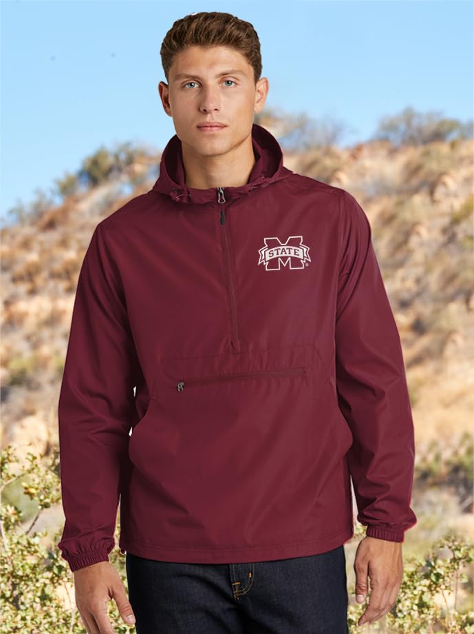 Sorority Letters Shop Mississippi State University Packable Anorak Pullover Windbreaker Embroidered with MSU M Logo2