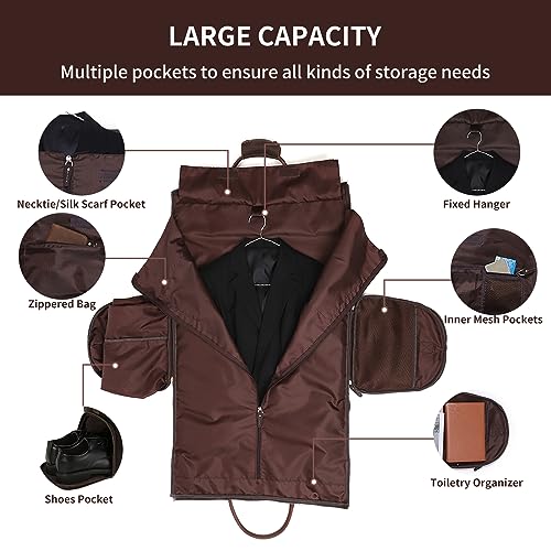 Upresye GARMENT BAG WITH POCKETS Carry On Garment Bag, Convertible Garment Bag Full Grain Leather Garment Bags thumb #2