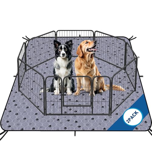 Image of Fostanfly Washable Pee Pads for Dogs, 72 inchx72 inch-2 Pack Extra Large Reusable Potty Pads for Floor, Non-Slip Waterproof Pet Playpen Mat for Puppy /Senior Dog Whelping Incontinence