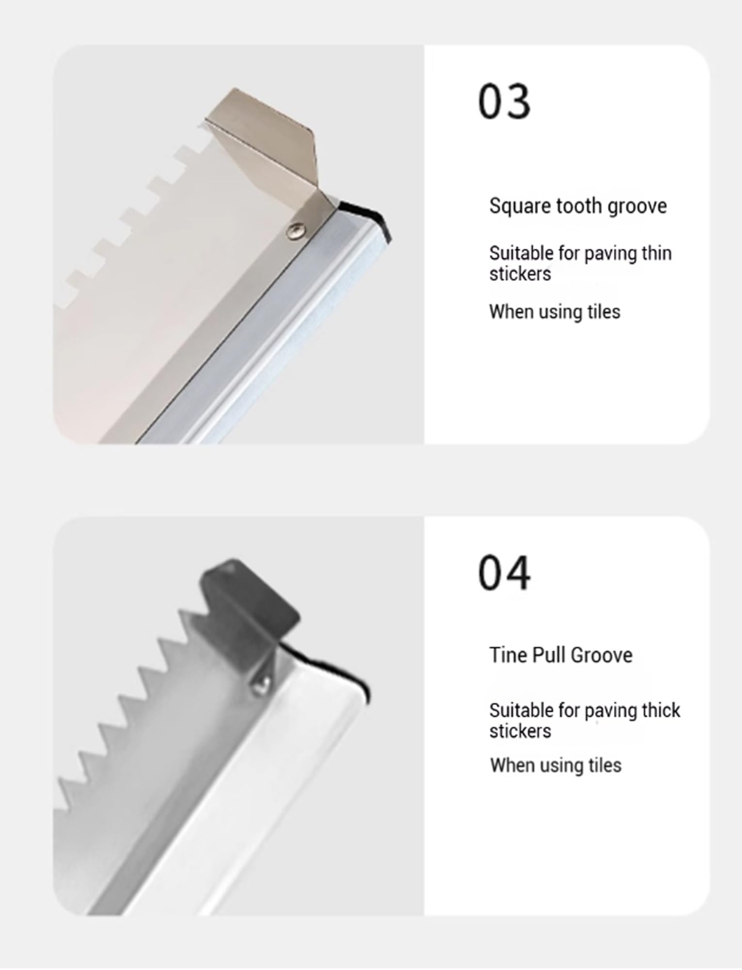 Llana grande for azulejos, llana de acero inoxidable dentada cuadrada for la instalación de azulejos y pisos de gran formato (24'')(Round Teeth,35'')