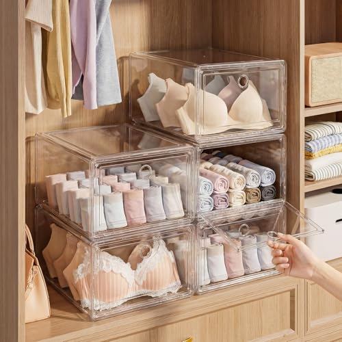 10-Pack-Stackable-Clear-Storage-Bins-with-Front-Door-5-sided-Transparent-Organizer-Boxes-Plastic-Storage-Containers-for-Clothes-Toys-Classroom-Supplies-and-Home-Organization