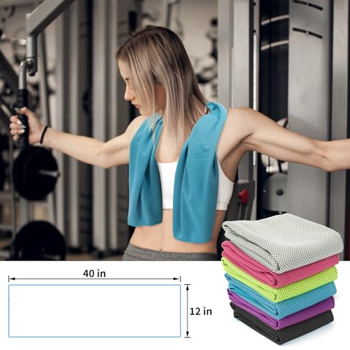 Image of YESLIFE 6-Pack Cooling Towels (40 inchx 12 inch), Cooling Neck Wraps, Ice Towel | Microfiber, Breathable, Lightweight, Super absorbent, For Yoga, Camping, Sports, Outdoors, Golf, Running, Gym, Travel