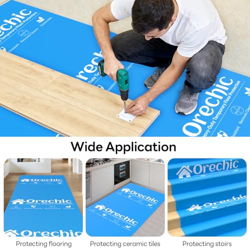 Protector Temporal para Pisos de Alta Resistencia 300 GSM, Protector Plástico para Pisos de Madera y Alfombrados Durante Renovaciones y Construcción, Tamaño 39" x 100' (Cubre 325 sqft) miniatura 4