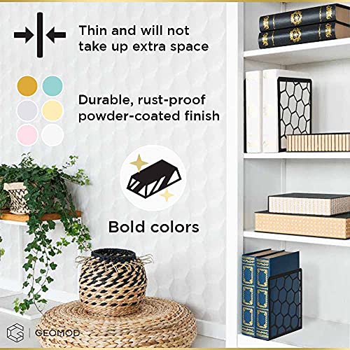 Image of Premium Bookends Geometric Honeycomb Metal Book Ends (Pink, 2 Pairs) Book End for Shelves