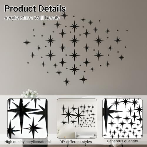 Set de 42 adhesivos de pared en forma de estrella negro miniatura 3
