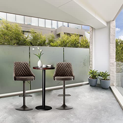 Guyanee Bar Stools Set Of 2, Counter Height Bar Stools Chairs, Adjustable Counter Bar Stools With Back, Modern Pu Leather Armless Swivel Bar Stools For Kitchen Counter Barstools, Dining Chairs, Brown #TOP6