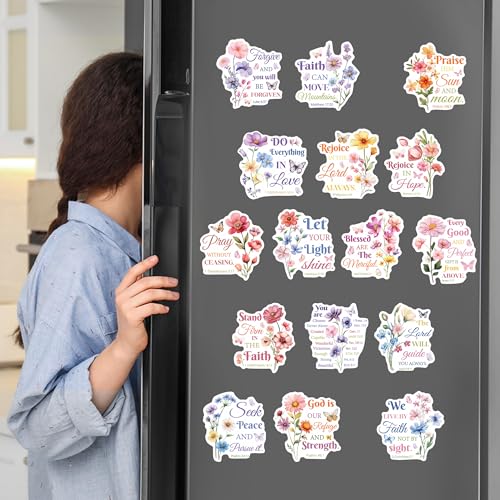 16 imanes bíblicos con diseño floral decorativo miniatura 4