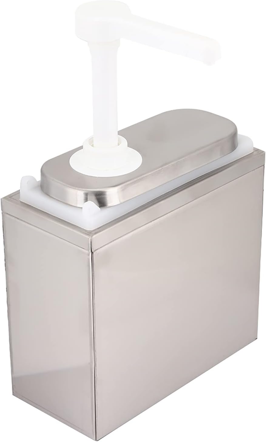 Stainless Steel Sauce Dispenser, Sauce Pump for Kitchen, 1L or 2L Food Grade Condiment Dispensing Tool with 35ml Quantitative Press Head, for Home Restaurant Hotel Coffee (2L with base)