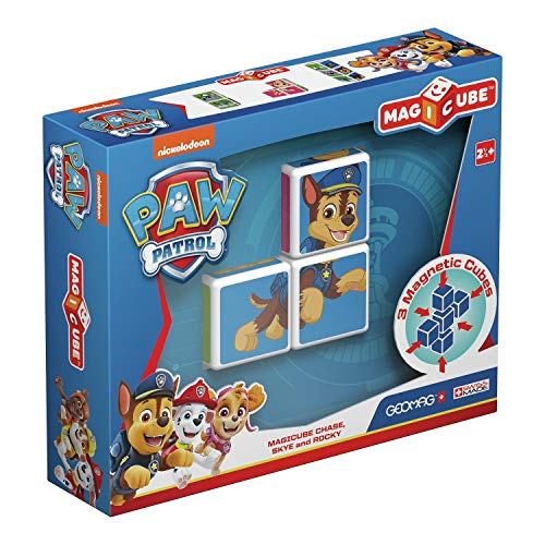 Geomag MagiCube PAW PATROL 077 Chase, Skye and Rocky - 3 Magnetwürfel für Konstruktionen, mehrfarbig – Ansicht 1