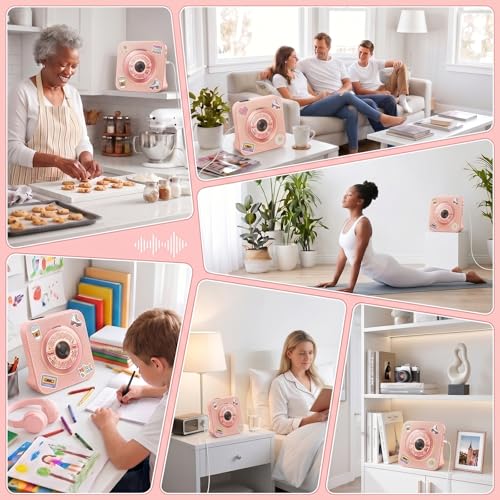 Image of Gueray CD Player Portable Bluetooth Desktop CD Player for Home with Timer Built-in HiFi Speakers with LCD Screen Display Boombox FM Radio USB Type-c (Pink)