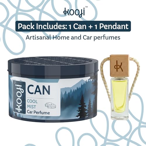 Image of Kooji Can Car Perfume + 5ml Car Hanging Perfume Pendant (Free) - Cool Mist Scent - Long-Lasting, Alcohol-Free, Oud & Saffron Oriental Fragrance - For Car, Home, or Office Use - Lasts Up to 60 Days