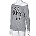 Canserin Women Sweatshirt, Women Fashion Letters Print Loose Sweatshirt Casual Long Sleeve T-Shirt Pullover Tops Size US 4-10 (XL, Gray)
