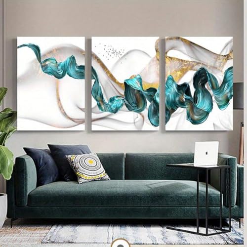 Tableau sur toile bleu SYBRYTF pour habiller un mur vide de salon avec élégance