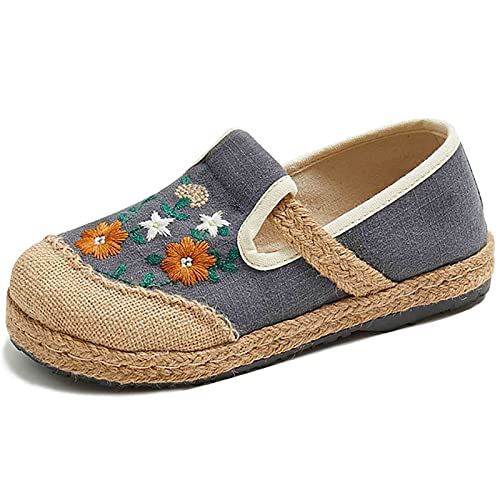 Women’s Floral Embroidered Slip-On Loafers, Blue, Size 3