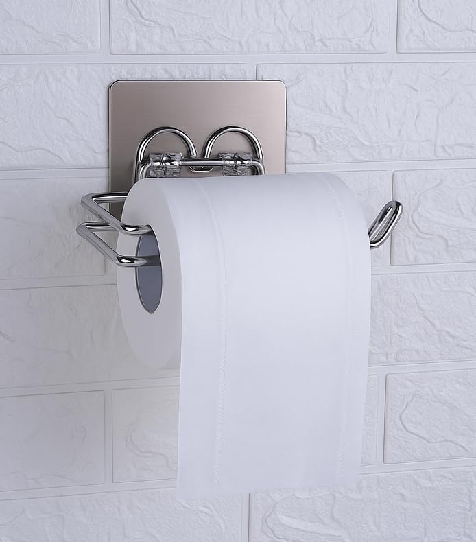 ZUKU Toilet Roll Holder for Bathroom Toilet Tissue Rolls Holder Self Adhesive Toilet Paper Roll Holder Bathroom Tissue Holder Toilet Roll Stand Toilet Tissue Holder (Pack of 1) (1)-image-16