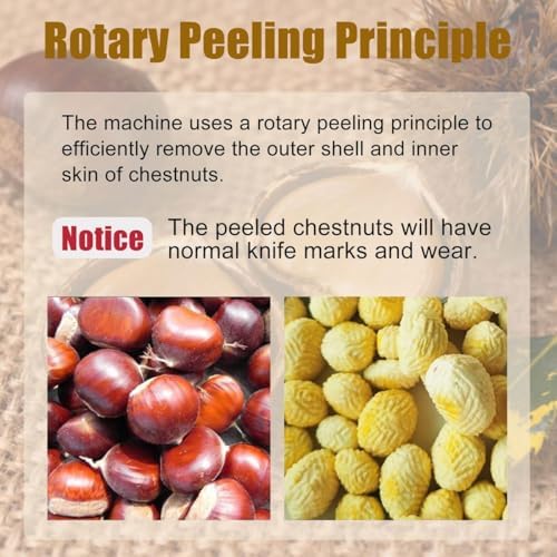 Automatic Commercial Chestnut Peeler Machine - 1-5kg/H Professional Notch Peeler, 200Kg/h Capacity for Grocery Stores & Restaurants (Battery Model, 8 Knives)
