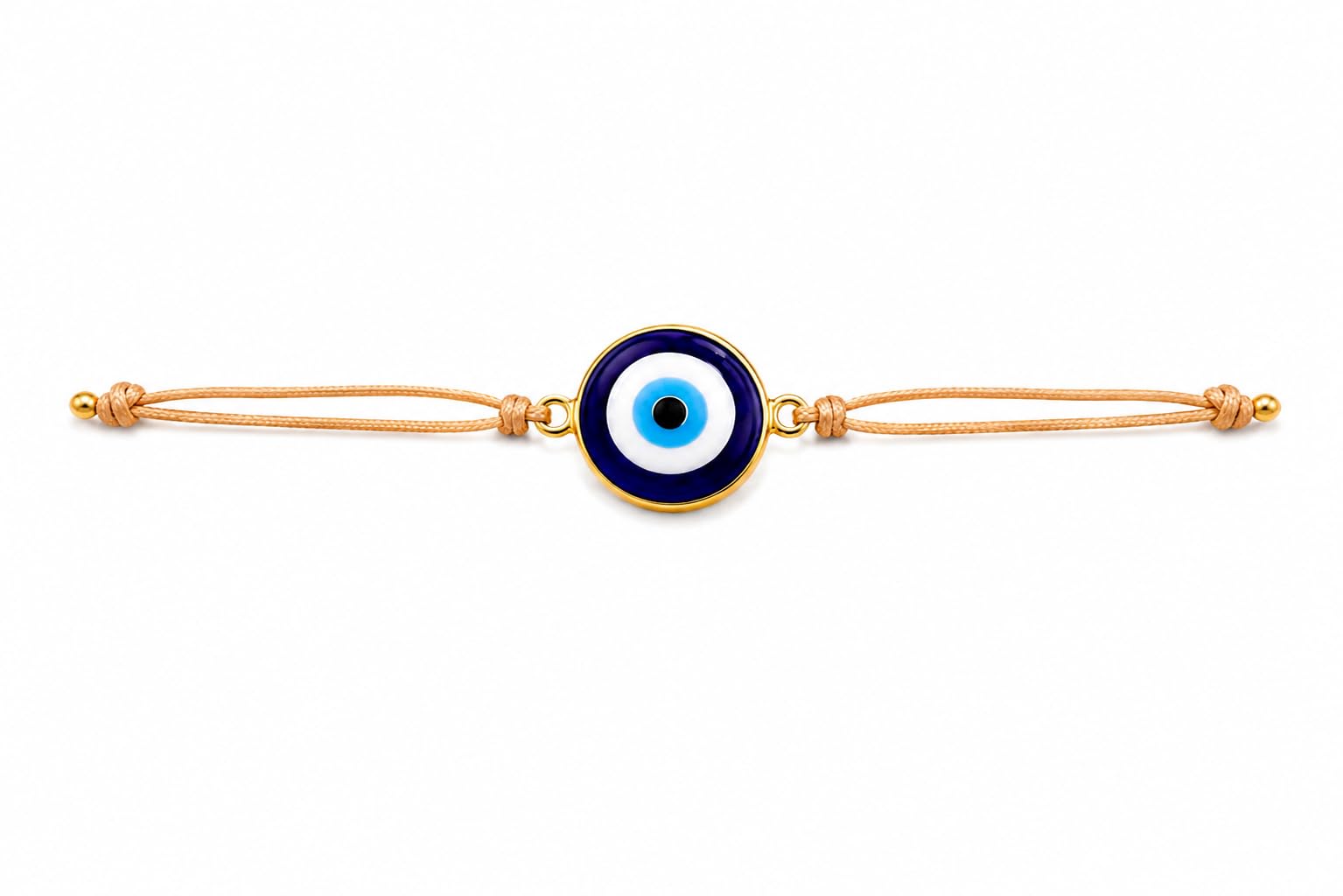 Evil Eye Rakhi Bracelet with Gold-Toned Frame & Beige Cord-image-43
