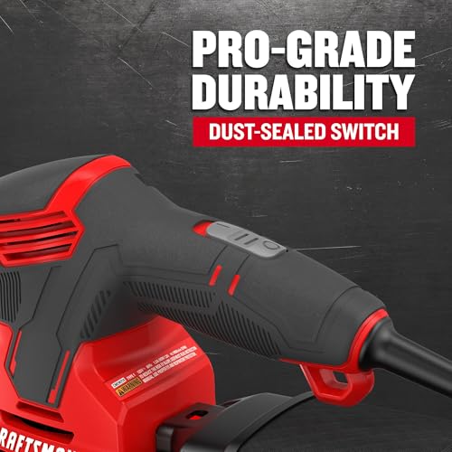 CRAFTSMAN Detail Sander, Corded Mouse Sander for Woodworking, Includes 2 Attachments, Sandpaper Sheets and Dust Bag (CMEW210) - Image 4