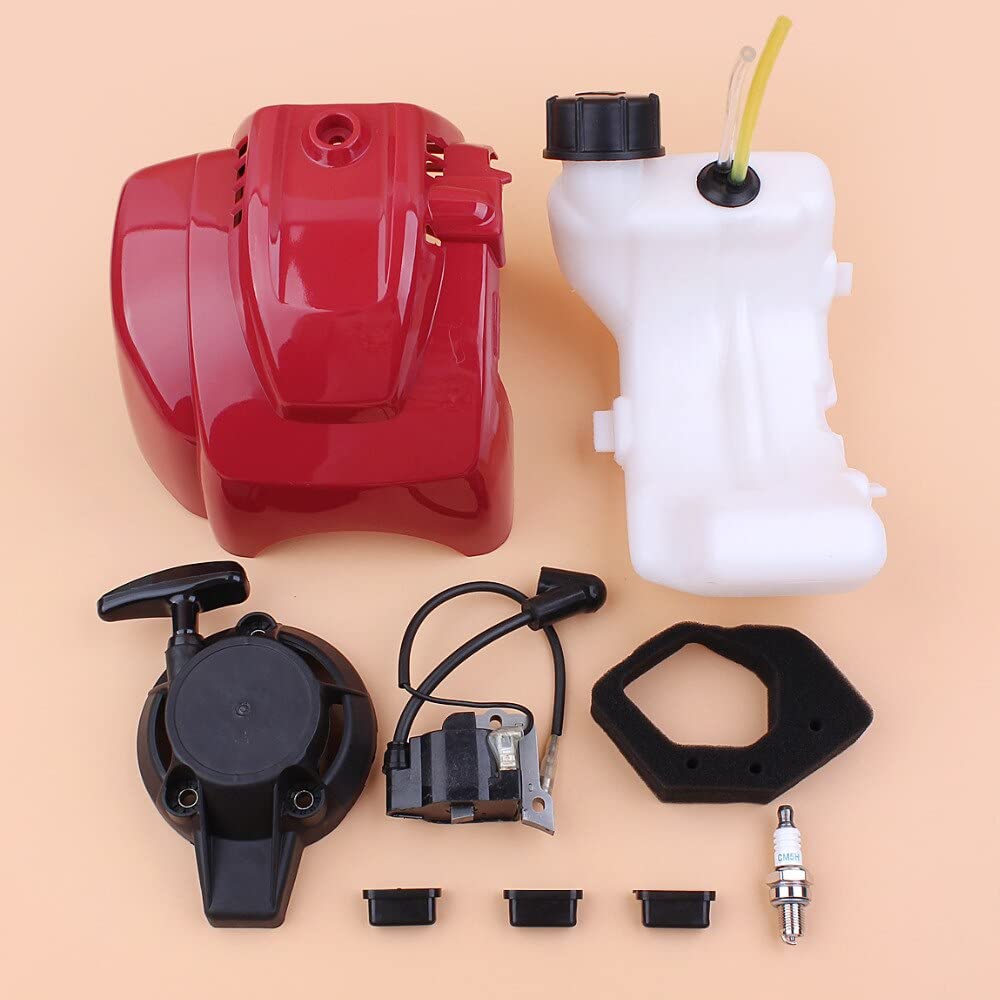 Cubierta del cilindro de arranque Bobina de encendido Tanque de combustible Set para H-d GX25 GX 25 25 cc Motor de gasolina Trimmer cortacéspedes