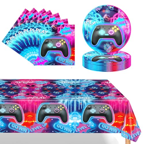 Ya en mundofriki.es: POPOYU Juego de vajilla de fiesta de videojuegos de 37 piezas, platos, servilletas, mantel para decoración de cumpleaños de juego - Suministros de fiesta temática para niños