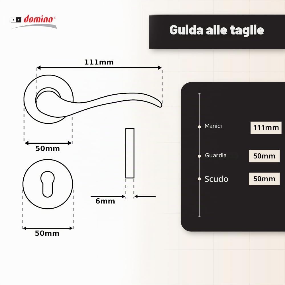 Domino Venus-R M75 - Set maniglia per porta in bronzo anticato, per ufficio
