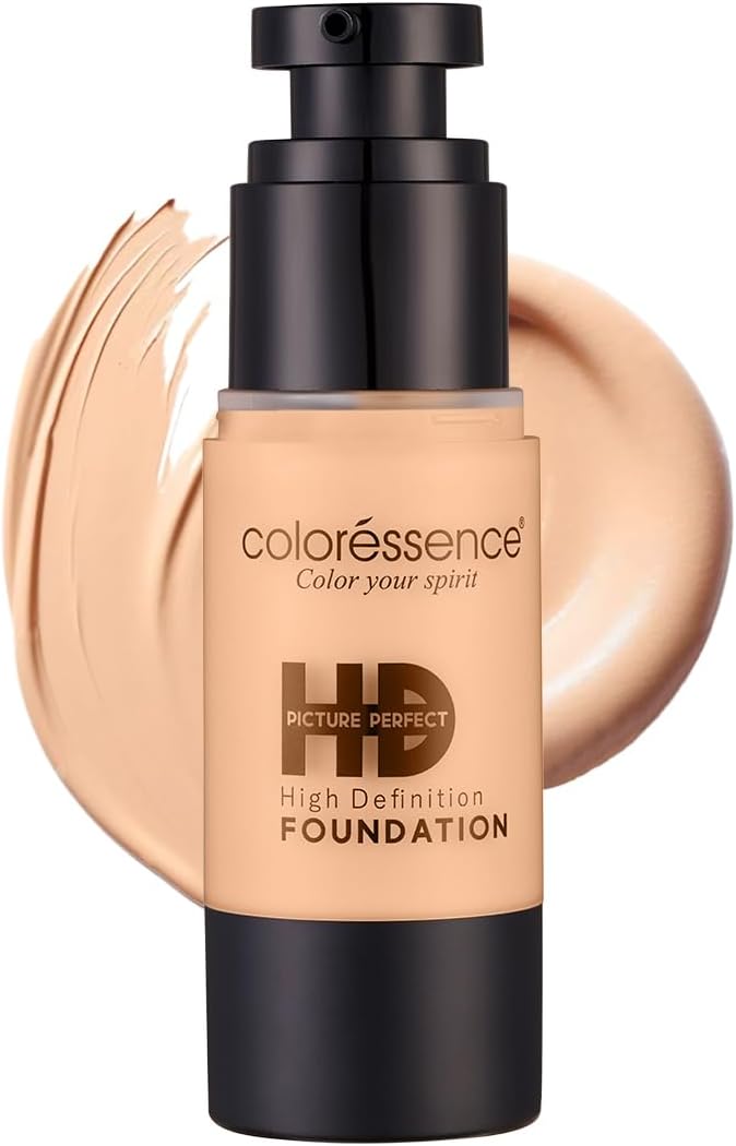 HD Liquid Foundation, Iced Latte, 30ml with 2 FREE Applicator Sponges | Full Coverage | Matte Finish | Waterproof | Lightweight | Non-Greasy