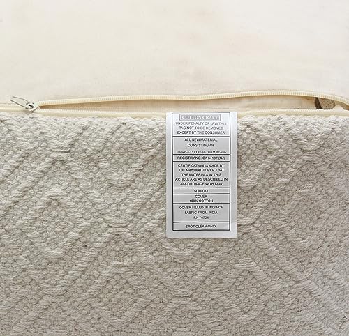 COTTON CRAFT Diamond Dhurrie Pouf - Handwoven Ottoman Foot Stool Bean Bag - Dorm Bedroom Décor Accent Seating - Boho Modern Comfortable Prefilled Cotton Square Pouf Footrest - 16 x 16 inches - Ivory - Image 6