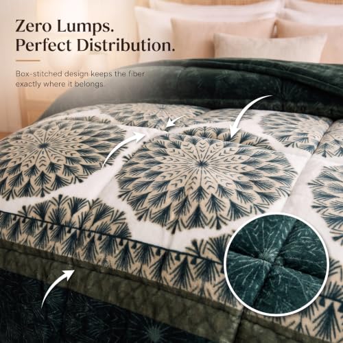 Image of SANMARINO Luxury Flannel Quilted Comforter for Double Bed | Ultra Soft Plush Razai with Modern Floral Design | Fuffly, Cozy All Season Blanket for Mild & Heavy Winter |220x230 cm,Charcoal Grey
