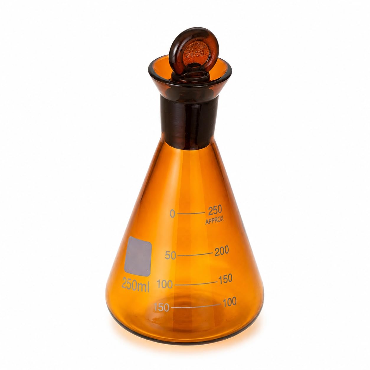 VIDOO Matraz Erlenmeyer Ámbar de Vidrio Borosilicato con Tapón Esmerilado, Frasco Cónico de Laboratorio con Protección Contra la Luz, 2000ml