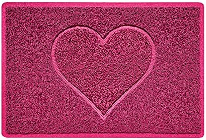 Nicoman Heart Shape Embossed Entrance Door Mat Non Slip Dirt Trapper PVC Spaghetti Mat with Rubber Base