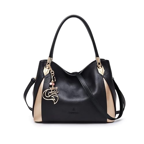 Gifts For Mom Leather Handbags For Women, Genuine Leather Lady Top-Handle Totes Women's Fashion Crossbody Bags Womens Carryall Purses And Handbags (Black) #TOP11