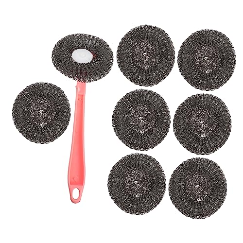 STOBAZA Steel Pot Brush Handle Dishwasher Pan Scrubber 8 Pack Kitchen Brush Set for Dishes