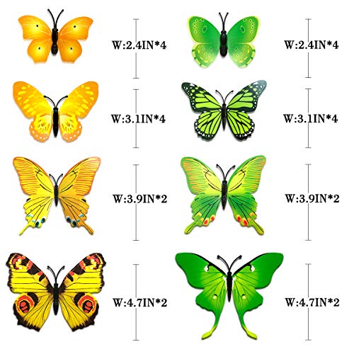 Yellow Green Party Decoration Kit Hanging Paper Fans Lanterns Flowers Pom Pom With 3D Butterfly Green Leaves Garland For Birthday Wedding Engagement Baby Shower Spring Summer Garden Tea Party Decor #TOP2