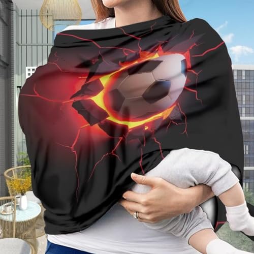 Image of Coldinair Cool Soccer 4 in 1 Multipurpose Nursing Cover,Car Seat Canopy for Babies Boys Girls,Soft Stretchy Baby Car Seat Cover,Lightweight and Comfortable