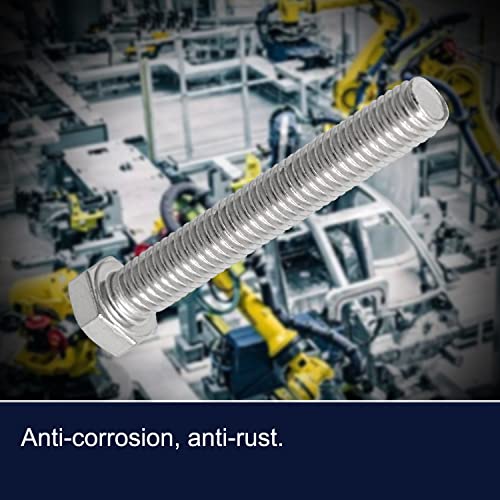 Image of M8 x 80mm Hex Head Bolts Screws Grade 6.8 Stainless Steel, Fasteners Fully Machine Threaded SUS304 5 Pcs