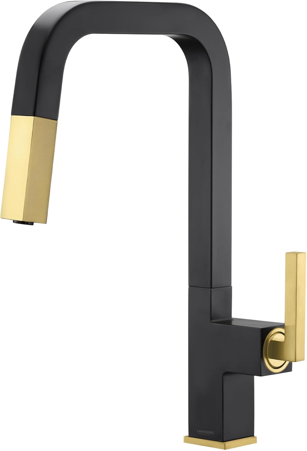 Kitchen Faucet with Pull Down Sprayer, Lava Odoro Black and Gold Kitchen Sink Faucet, Matte Black and Brushed Gold Faucet for Kitchen Sink with Magnetic Docking Spray Head and Deck Plate, KF182-GB