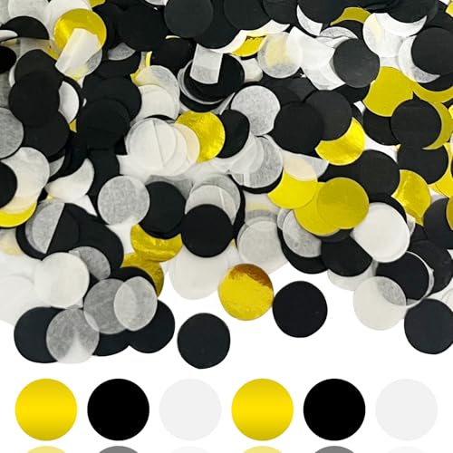 12000 Pieces Round Shaped Biodegradable Confetti Wedding Confetti Biodegradable for Weddings Valentines Anniversaries-Eco-Friendly Paper Round Hen Party Table Decoration (Black+White+Gold)