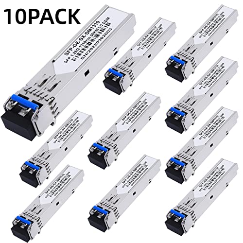 Image of 10 Pack 1.25G SFP LC Module 1000Base-LX (SMF,1310nm,20km,DDM) Single-Mode Transceiver for Cisco GLC-LH-SMD,Ubiquiti UniFi,Meraki MA-SFP-1GB-LX10,Fortinet,Mikrotik,TP-Link,Netgear,TL-SM311LS,D-Link