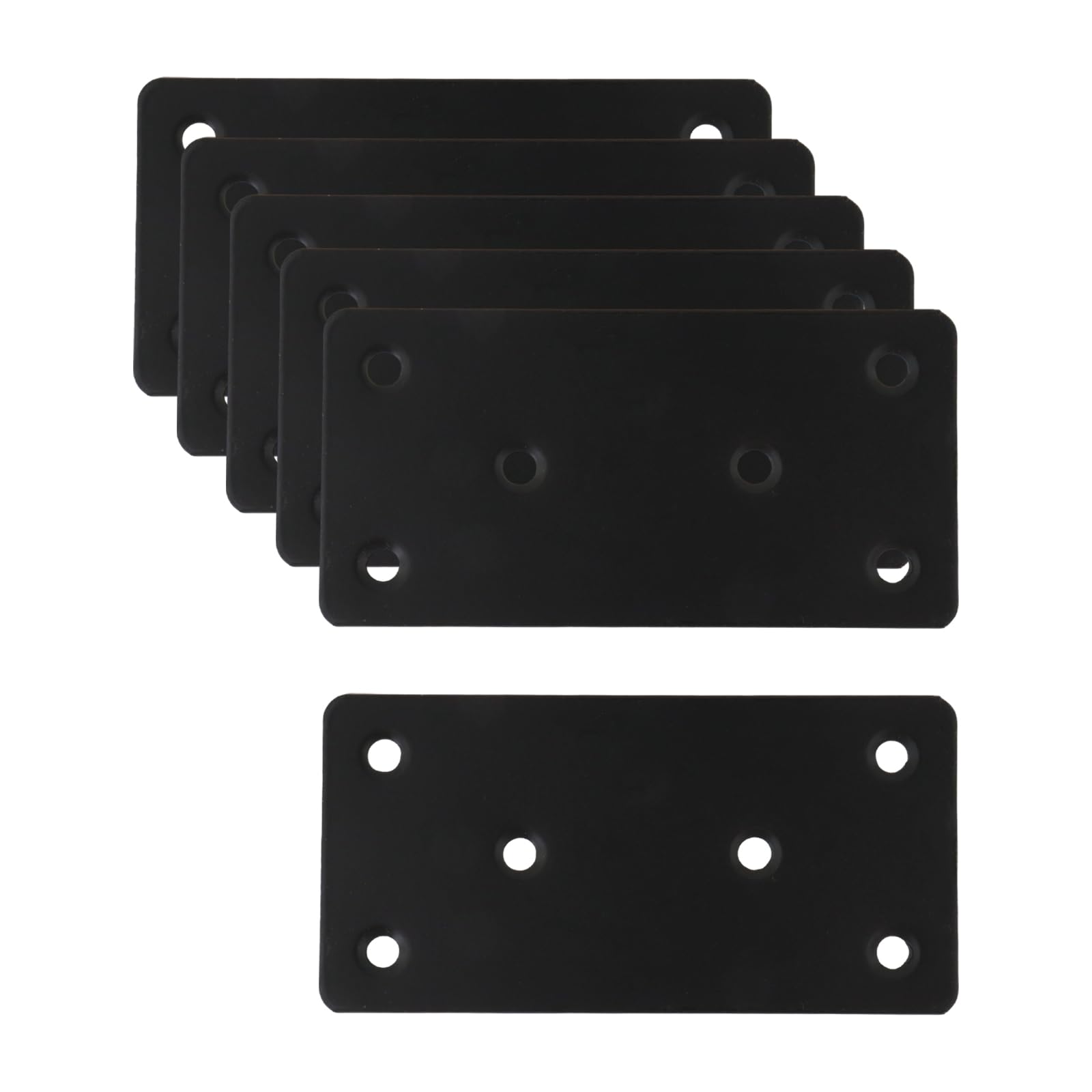 Connecteurs plats droits carrés en acier inoxydable noir pour meubles avec 36 vis (lot de 6)